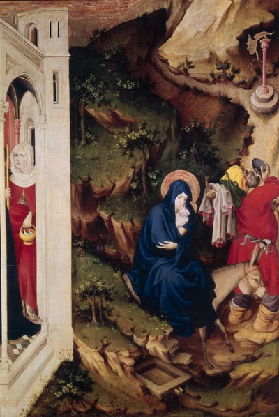 Altarpiece of the Chartreuse de Champmol, Right Hand Side Depicting the Flight into Egypt, c.1393-99 (detail) by Melchior Broederlam